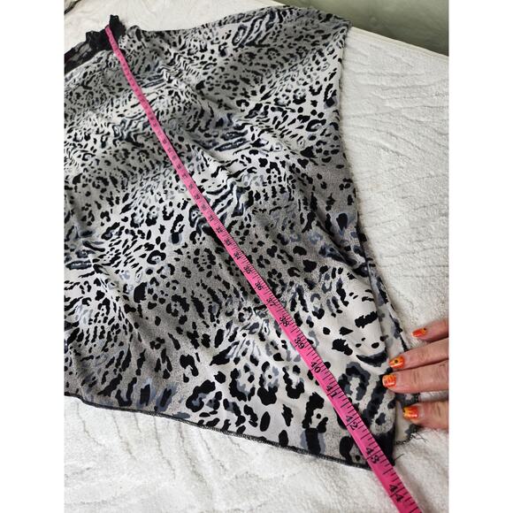 Essence EUC snow leopard assymetrical hem lace sleeveless dress One Size black - Picture 11 of 16
